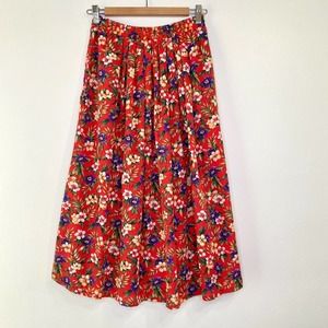 Vintage Koret Floral Midi Skirt with Pockets
